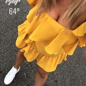 Yellow wrap dress
